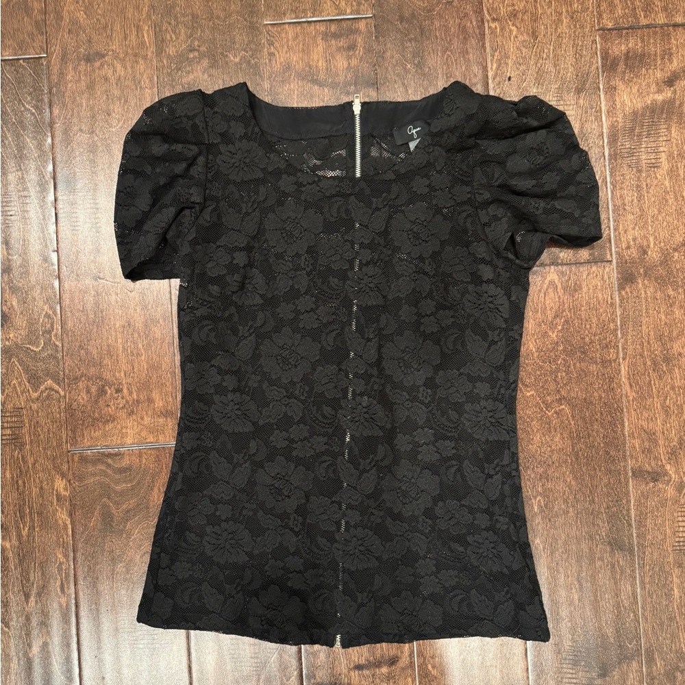 Aqua Black Floral Lace Blouse